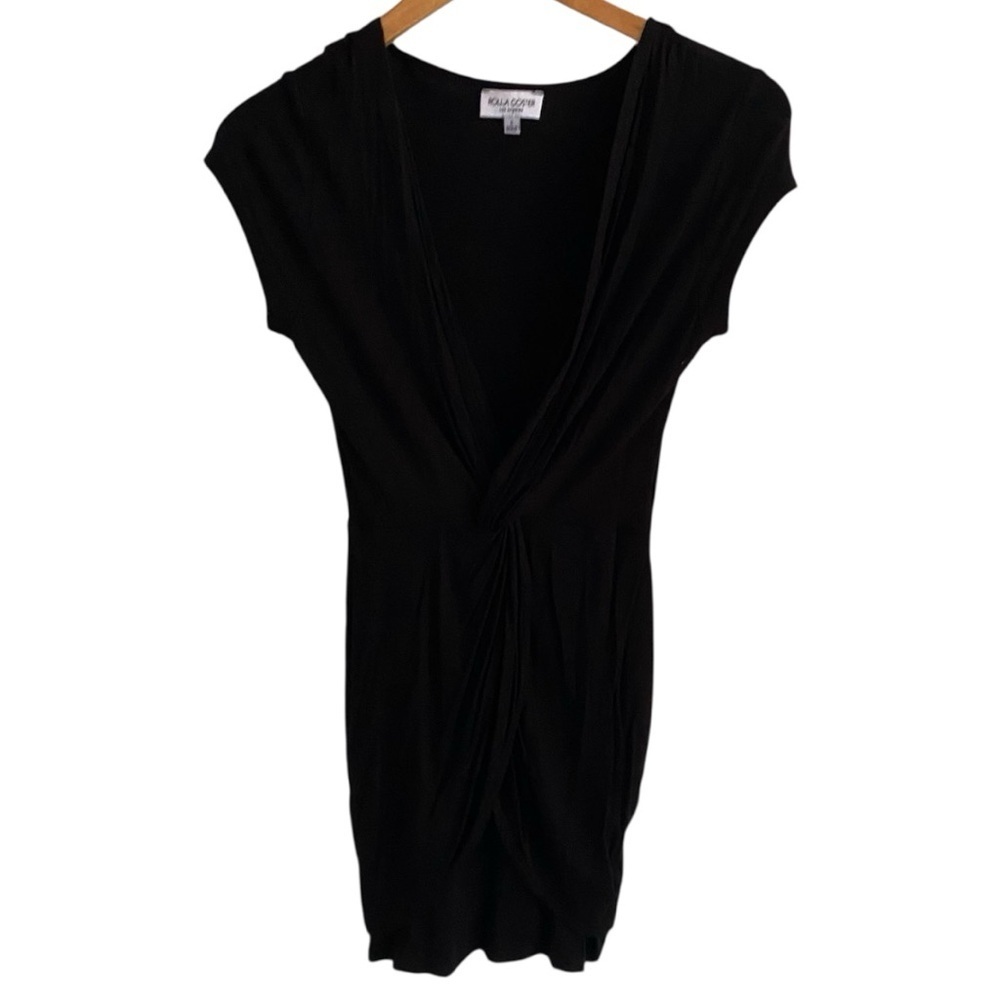 Rolla Coster Bodycon Draped V-neck Black Dress